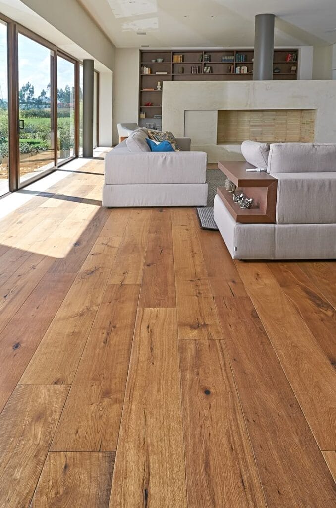 wide and long plank hardwood flooring installation